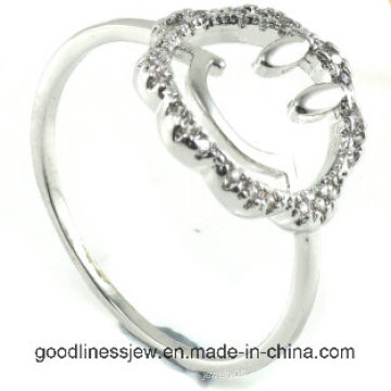Ronda de Simle cara anillo de rodio de placas de moda anillo de diamantes de imitación para los niños de las mujeres de moda estilo simple R10258